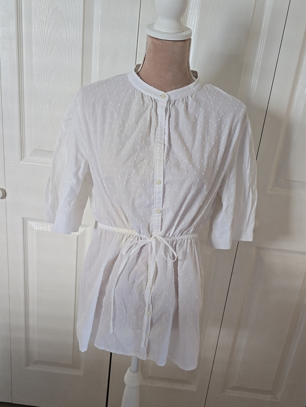Liz Claiborne White Swiss Dot  Blouse Size XL